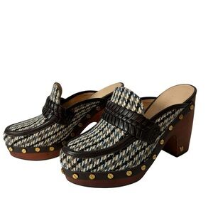 Veronica Beard Black and Brown Heeled Mules